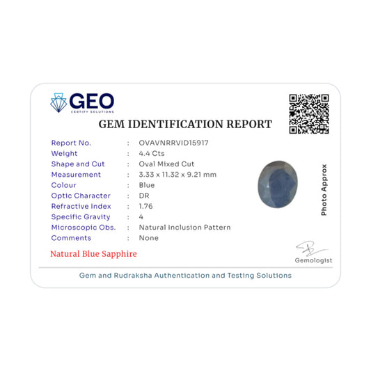 Natural Blue Sapphire - 4.4 Carat