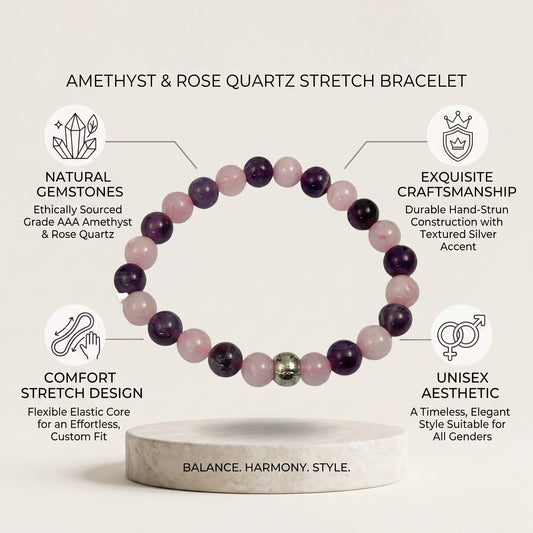 Rose with Amethyst 8 mm Beads