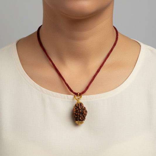 Natural 3 Mukhi Rudraksha Pendant-Gold Plated