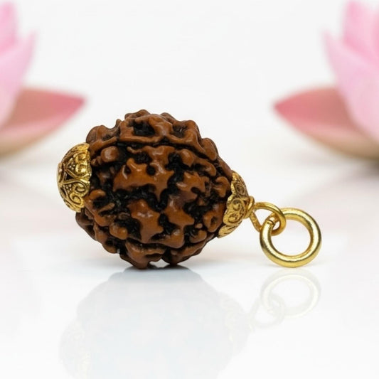Natural 4 Mukhi Rudraksha Pendant - Gold Plated