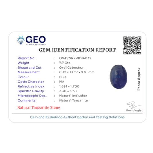 Natural Tanzanite - 7.7 Carat