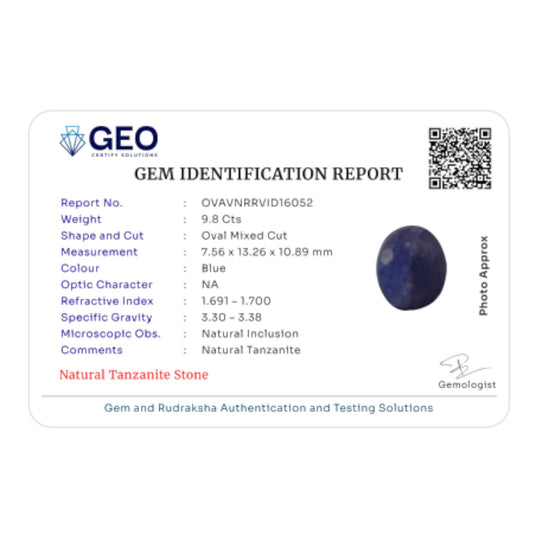 Natural Tanzanite - 9.8 Carat