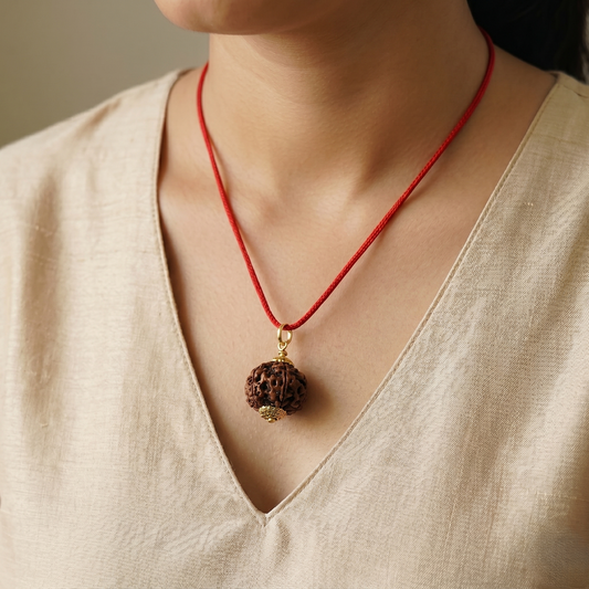 Natural 7 Mukhi Rudraksha Pendant – Gold Plated – Available in A, AA & AAA Quality