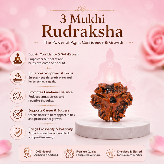 Natural 3 Mukhi Rudraksha Pendant-Silver (92.5)