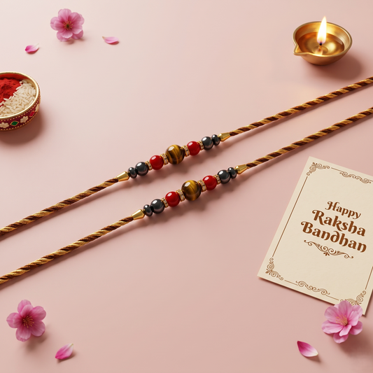 Crystals Rakhi ( Tiger+ Carnelian+ Hematite ) Rakhi for Brother D No. R-13