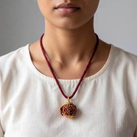 Natural Ganesh Rudraksha Pendant – Gold Plated – Available in A, AA & AAA Quality