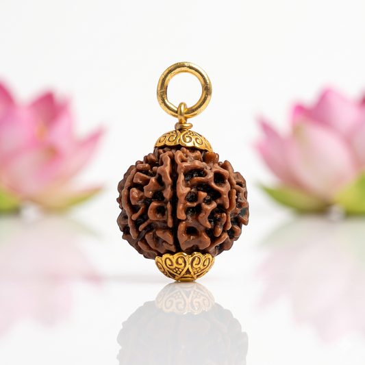 Natural 7 Mukhi Rudraksha Pendant – Gold Plated – Available in A, AA & AAA Quality