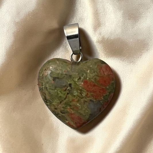 Unakite Heart Pendant