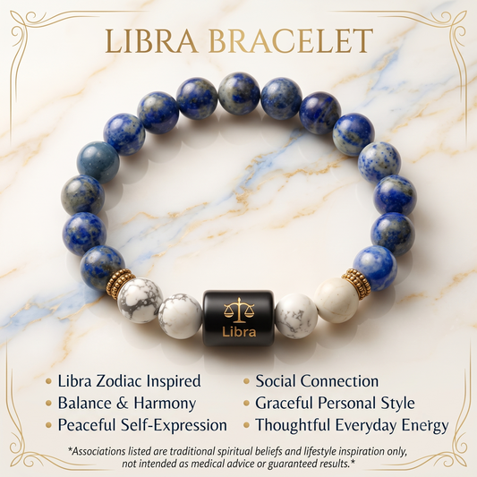 Libra Zodiac Lapis Lazuli & Howlite Bracelet
