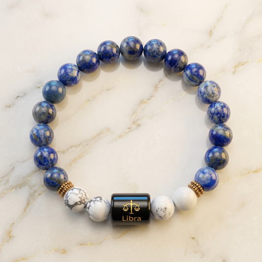 Libra Zodiac Lapis Lazuli & Howlite Bracelet