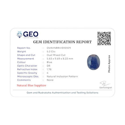 Natural Blue Sapphire  - 5.2 Carat