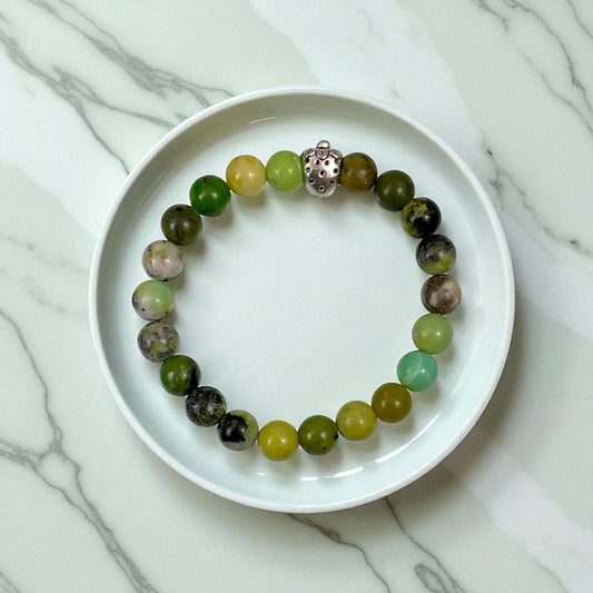 Chrysoprase Heart Chakra Healing Crystal Bracelet ( 8 mm Beads )