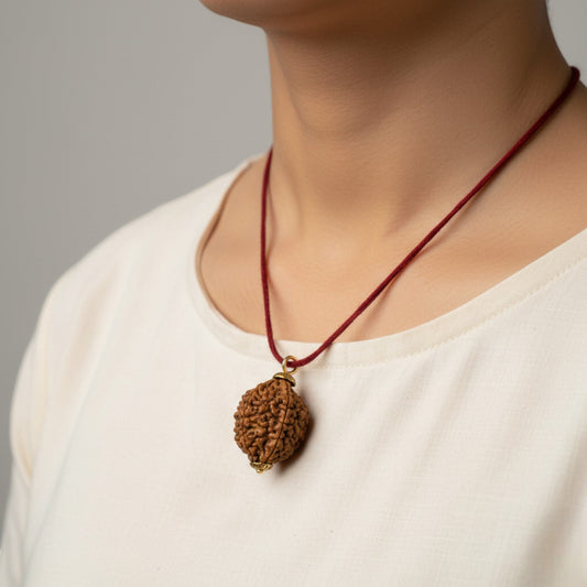  Natural 2 Mukhi Rudraksha Pendant-Gold Plated