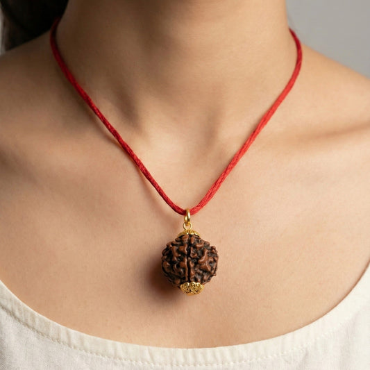 Natural 5 Mukhi Rudraksha Pendant – Gold Plated