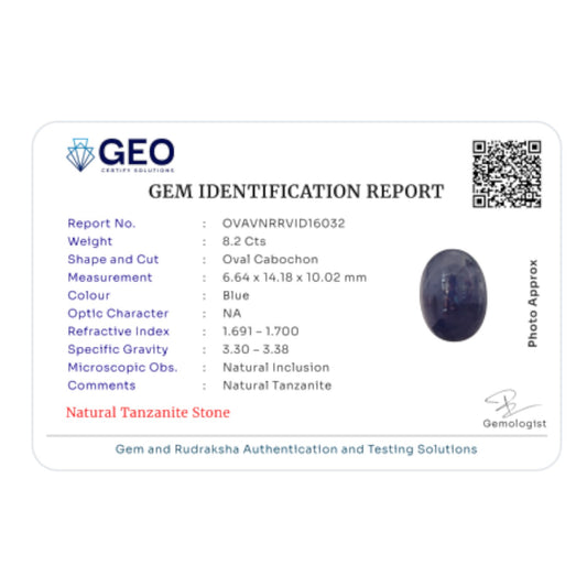 Natural Tanzanite - 8.2 Carat