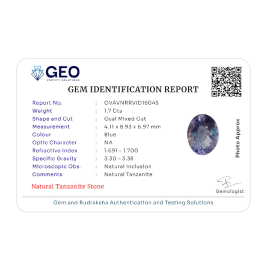 Natural Tanzanite - 1.7 Carat