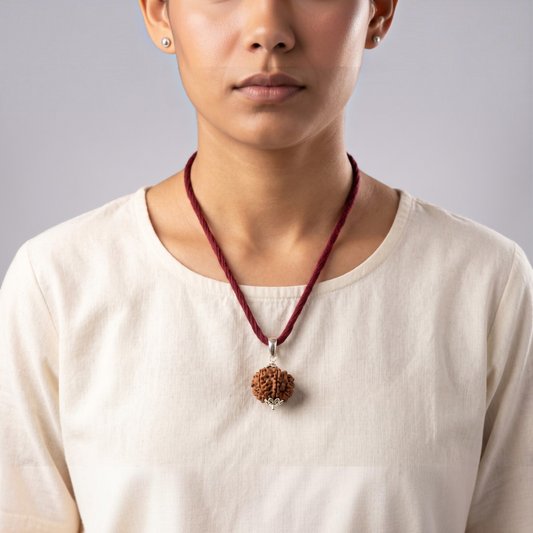 Natural 6 Mukhi Rudraksha GS Pendant