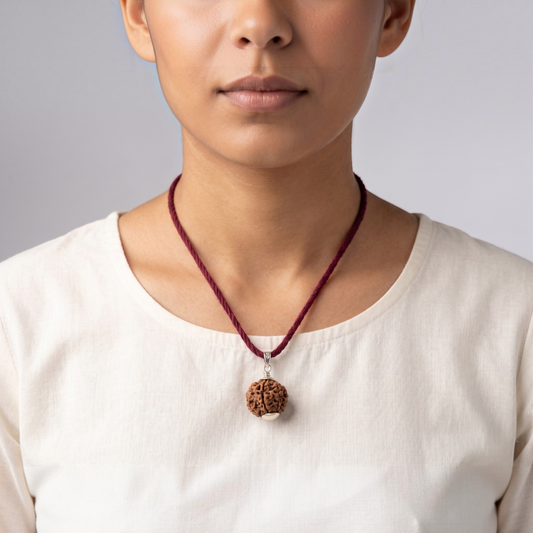 Natural 4 Mukhi Rudraksha Pendant – Silver (92.5)