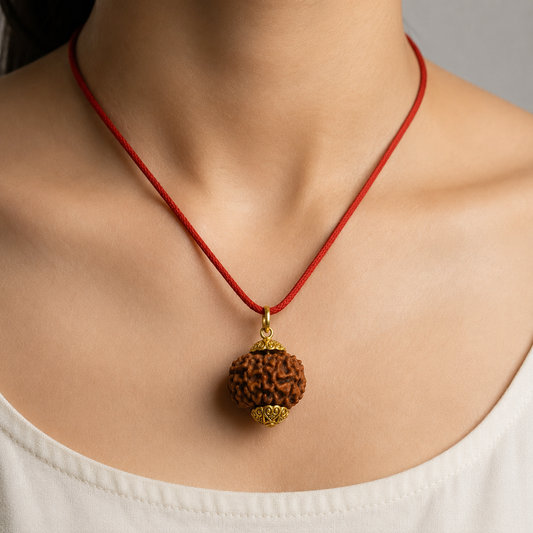 Natural 12 Mukhi Rudraksha Gold Plated Pendant