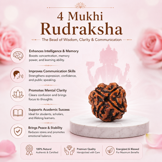  Natural 4 Mukhi Rudraksha Pendant-Silver (92.5)