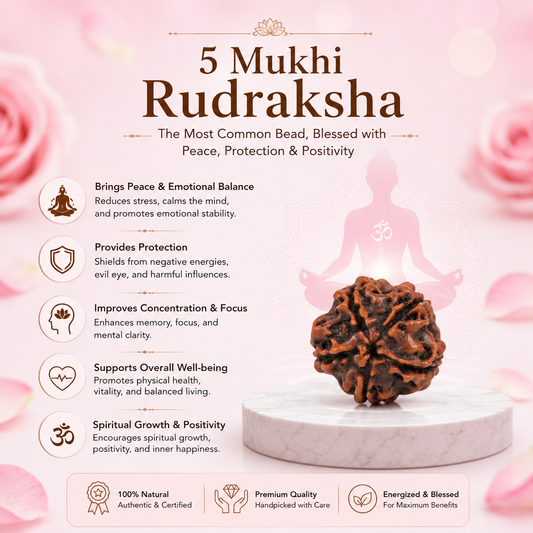  Natural 5 Mukhi Rudraksha Pendant-Silver (92.5)