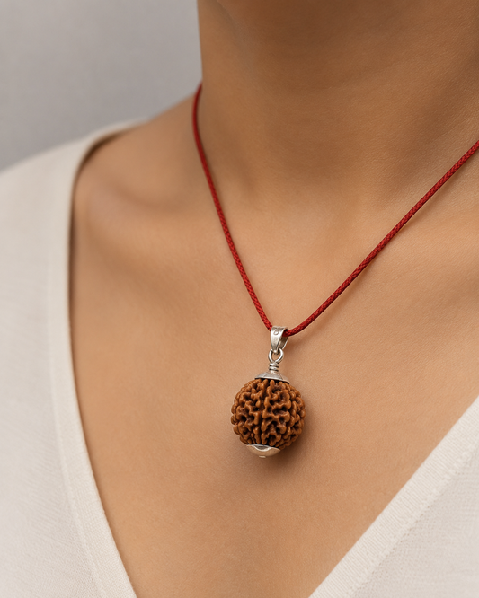 Natural Ganesh Rudraksha Silver Plated Pendant