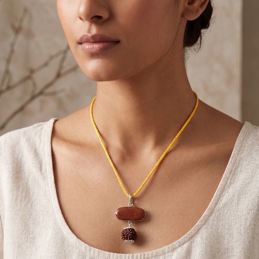 Aishwarya Pendant 6 Mukhi Rudraksha & Sandstone