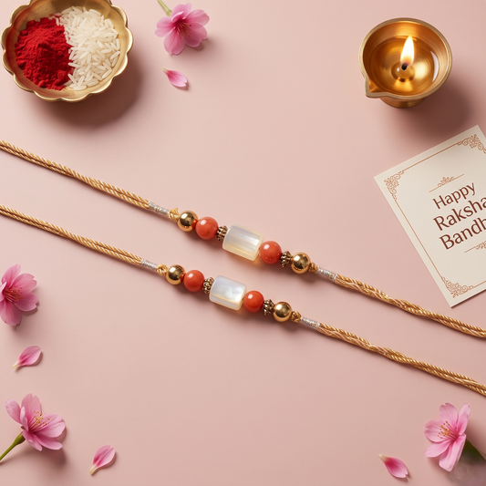 Crystals Rakhi ( Opolite+ Jasper+ Pyrite ) Rakhi for Brother D No. R-06