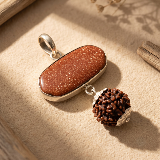 Aishwarya Pendant 6 Mukhi Rudraksha & Sandstone