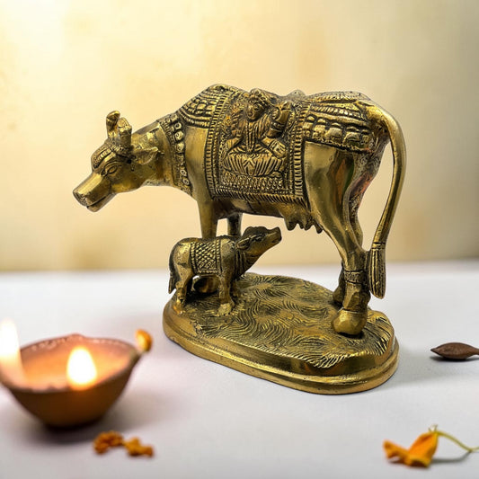 Brass Kamdhenu Cow Calf