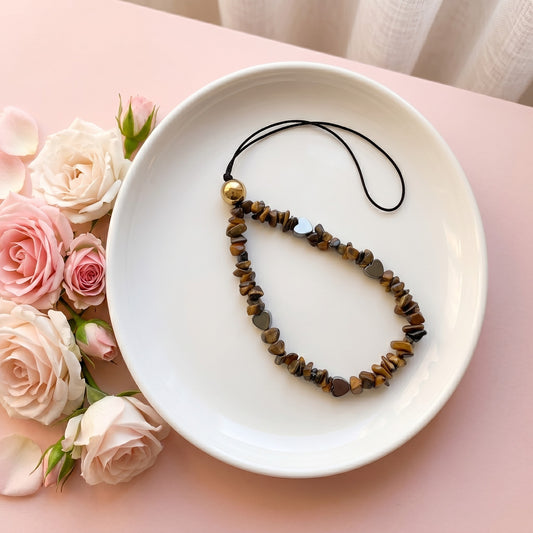 Natural Tiger Eye & Hematite Phone Hanging