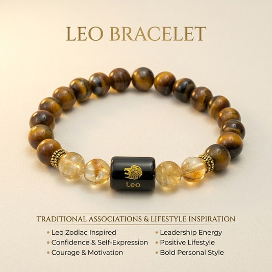 Leo Zodiac Tiger Eye & Citrine Bracelet